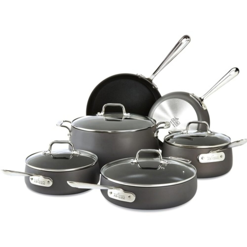 All-Clad HA1 10-Pc Hard Anodized Nonstick Cookware Set, Oven & Broiler Safe 500F